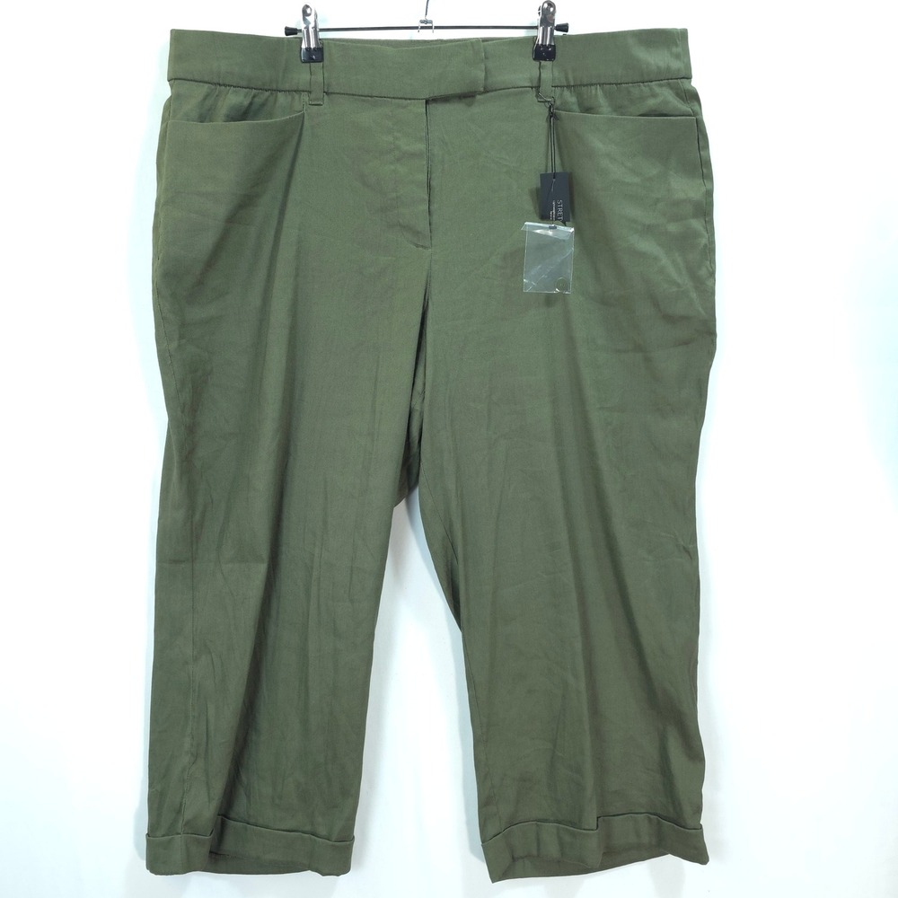 Lane Bryant Crop Pants Lena Curvy Fit Women 22 Olive Green Business Casual